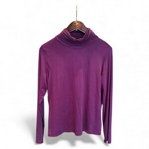 Lea & Nicole Women’s Long-Sleeve Turtleneck Top – Purple Petite Large